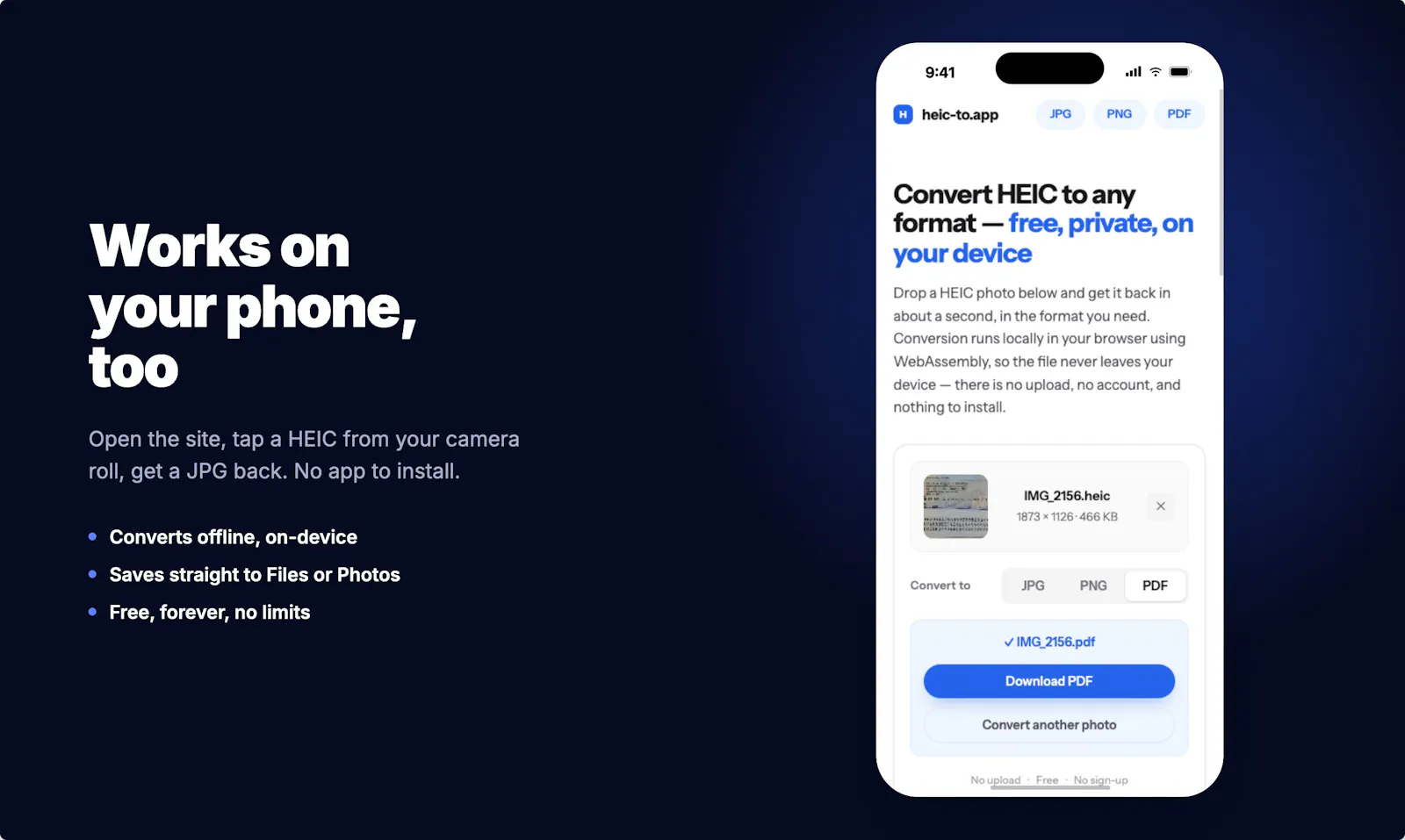HEIC Converter to JPG, PNG or PDF Free  screenshot 3