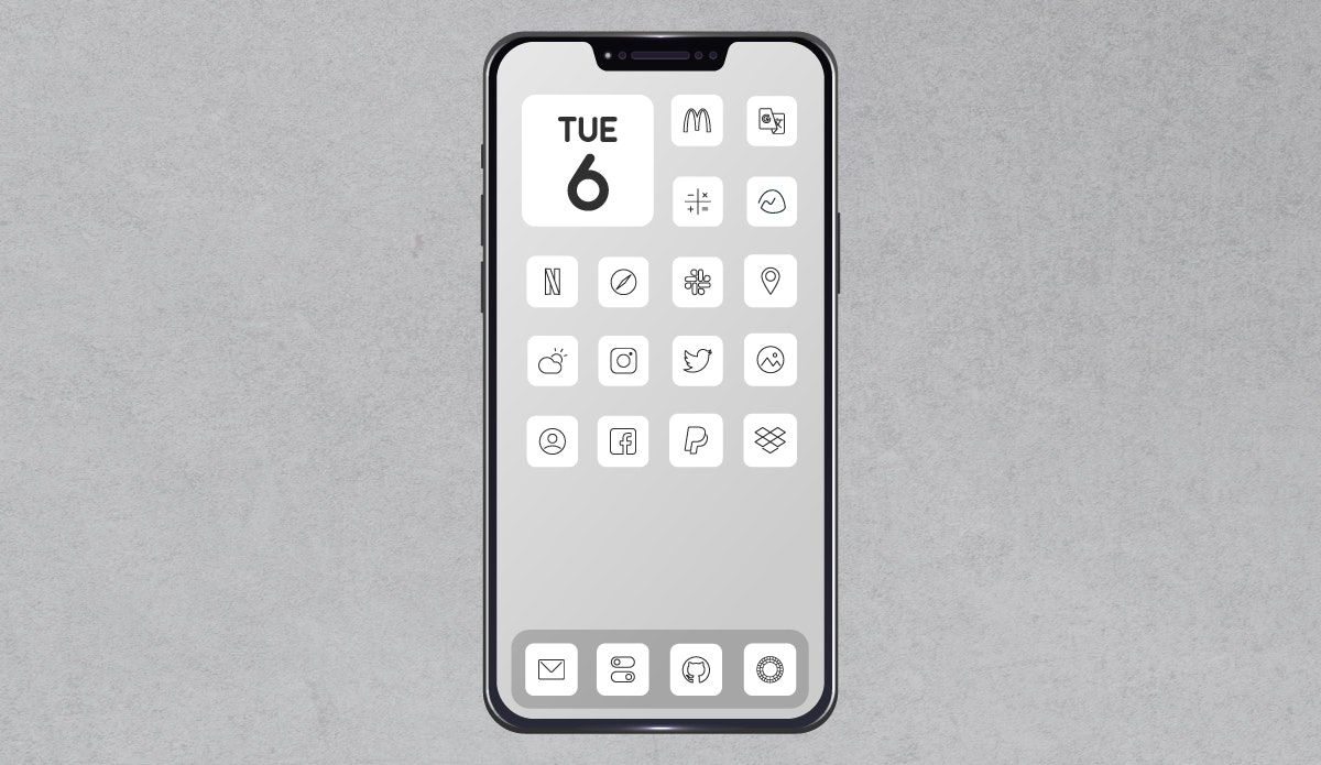 iOS 14 pixel perfect minimalist icon set gallery image