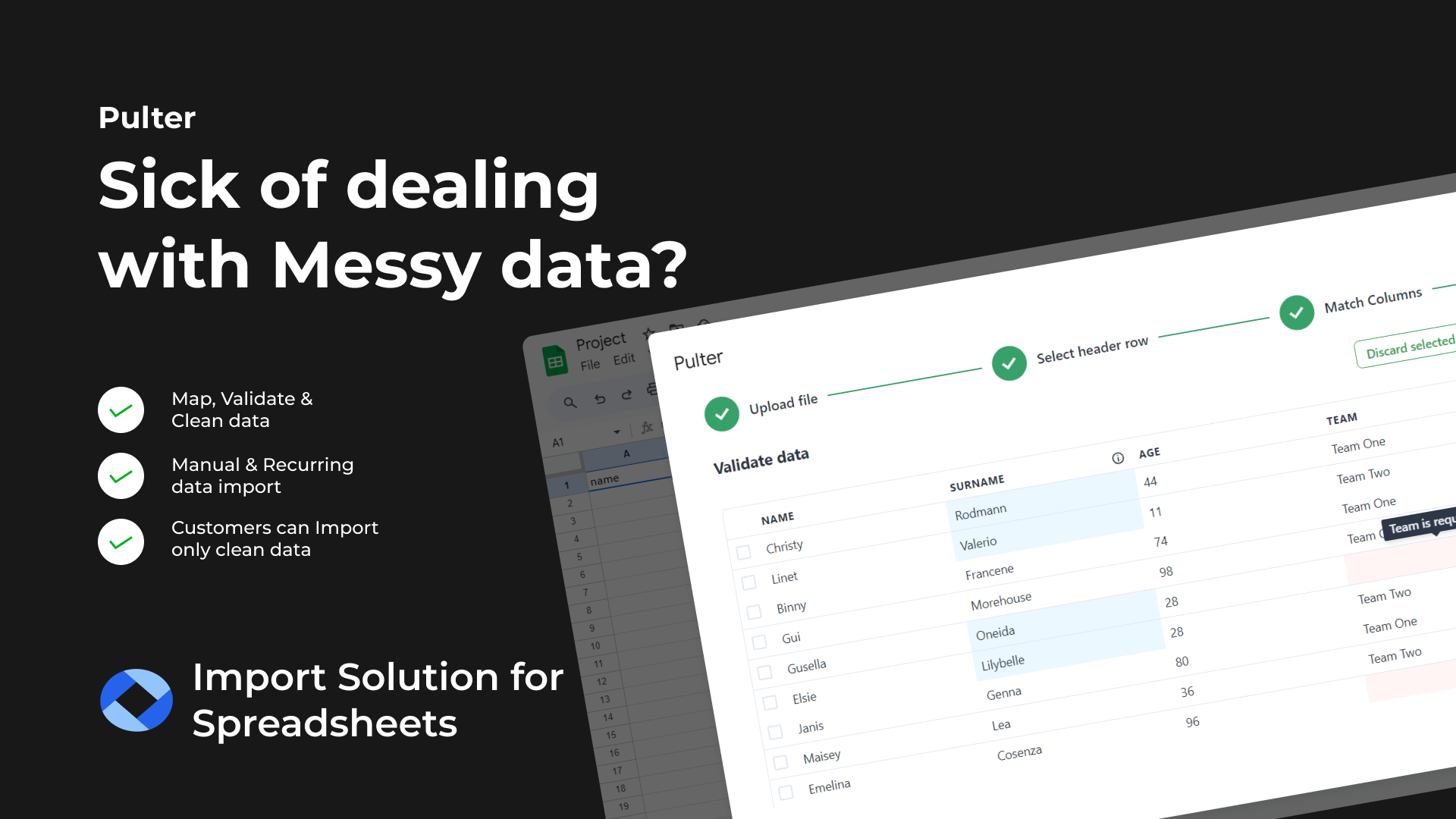 startuptile Pulter for Google Sheets-Map clean and validate messy data on Google Sheets
