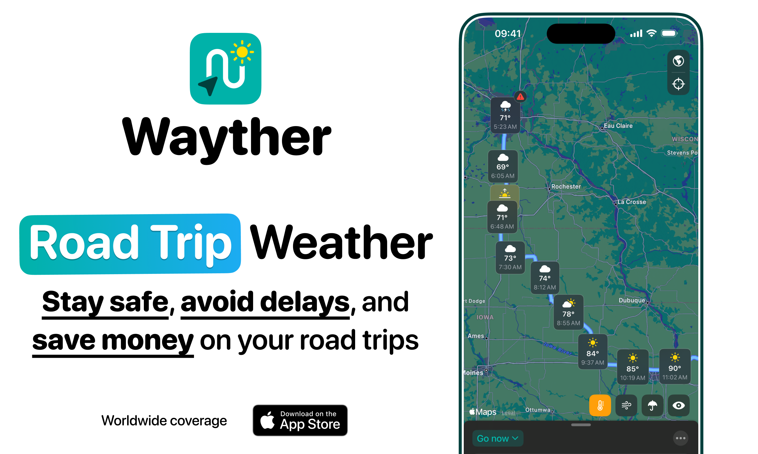 startuptile Wayther: Road Trip Weather-Stay safe avoid delays and save money on your road trips