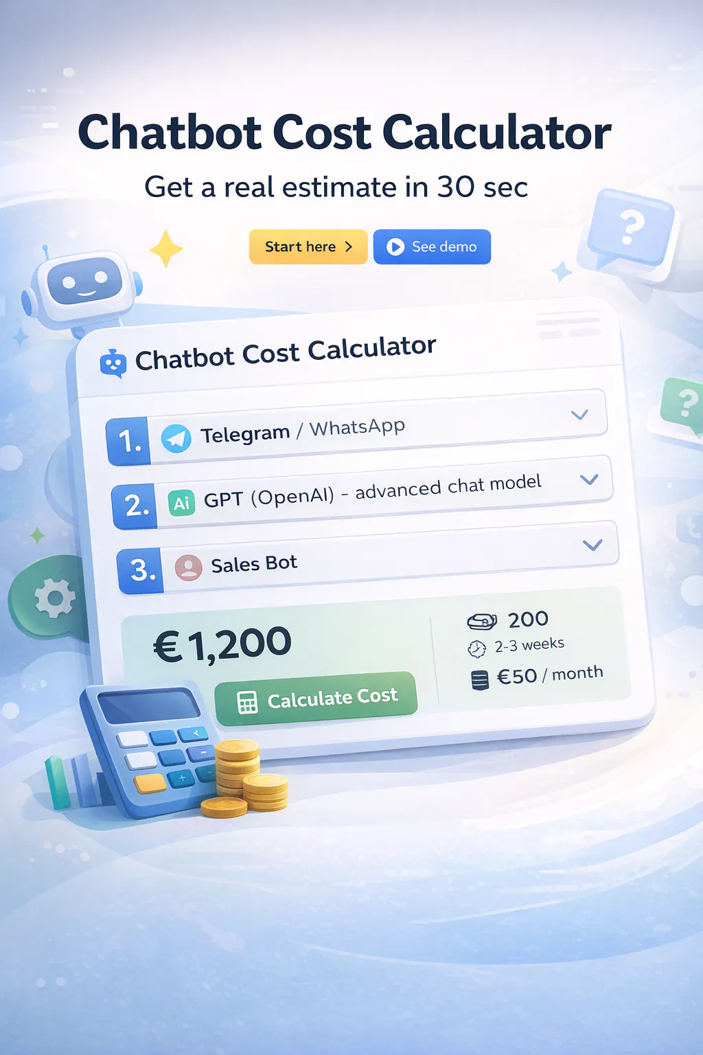 Chatbot Cost Calculator 제품 배너