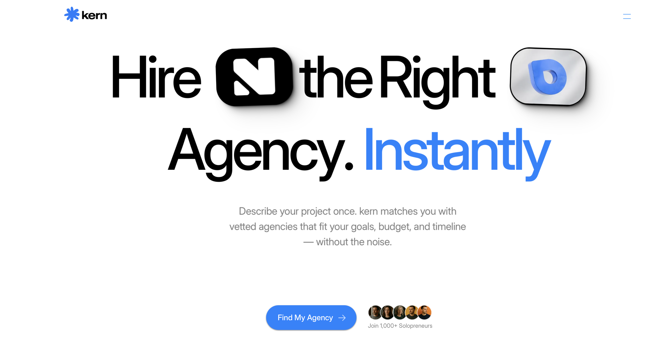 Find the Right Design Agency Instantly - Main product screenshot demonstrating key features and user interface