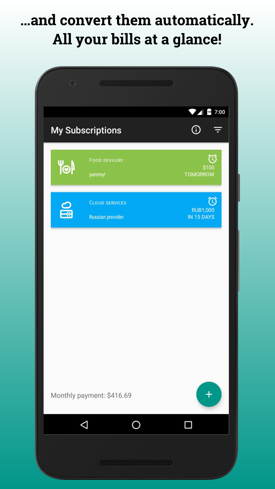 Billy: subscription manager gallery image
