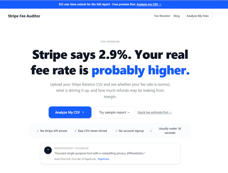 Stripe Fee Auditor screenshot 1