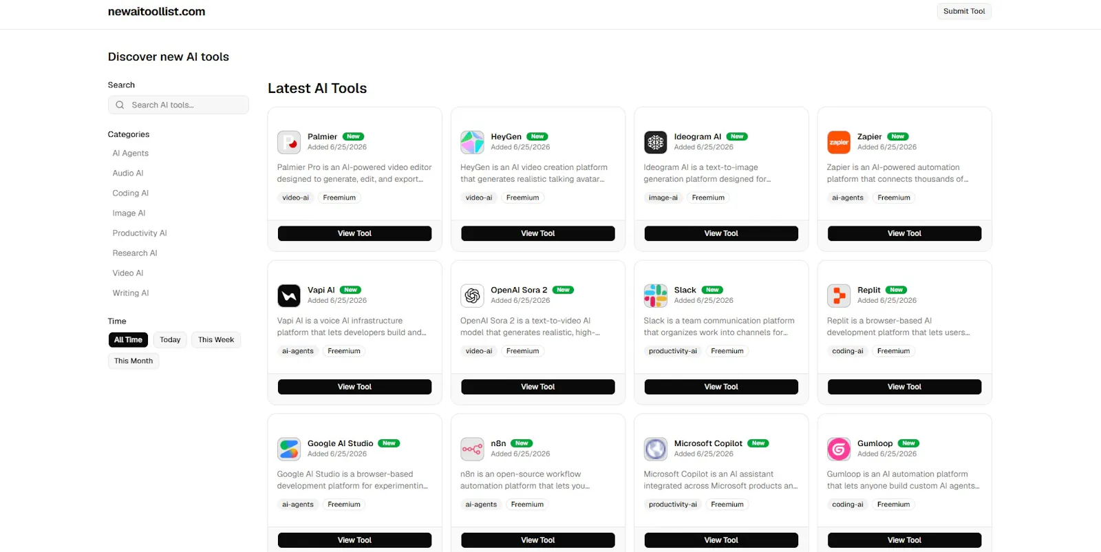 newaitoollist.com screenshot 2