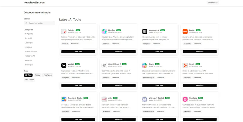 newaitoollist.com screenshot 2