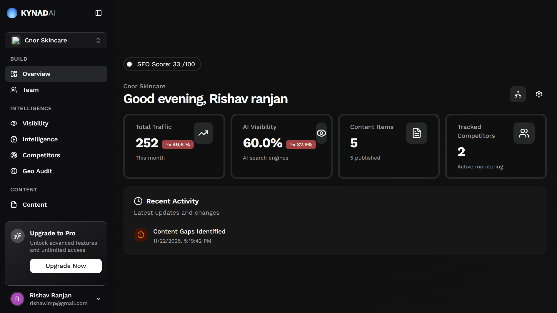KynadAI (Beta) - Screenshot 2 showing product features and functionality