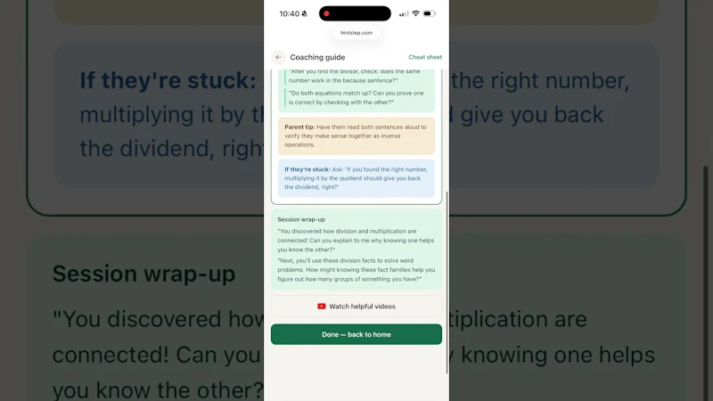 HintStep — Homework coaching for parents screenshot 1 (video preview)