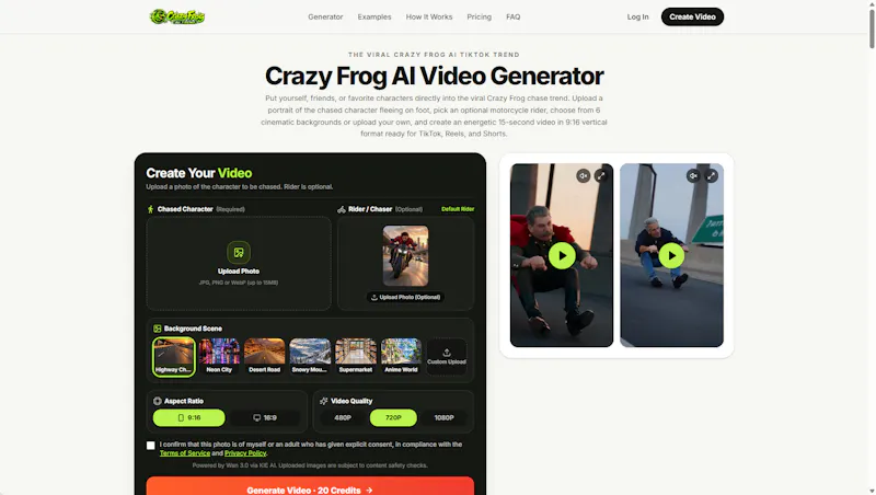 Crazy Frog AI Trend Video Generator screenshot 1