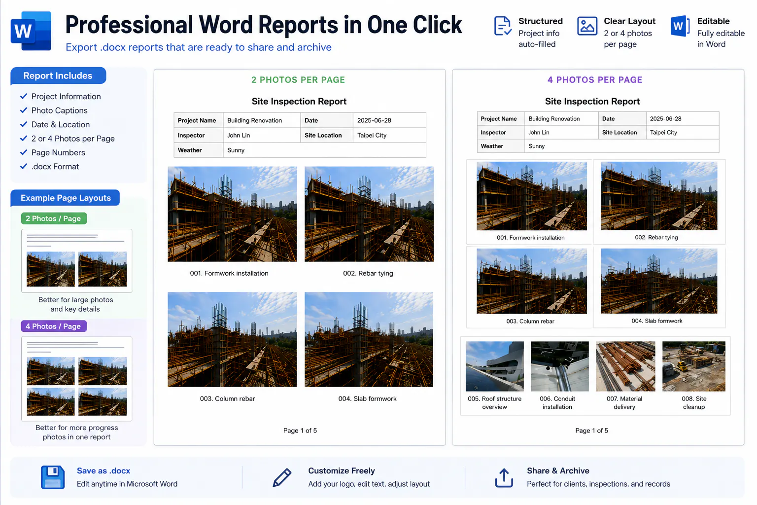 Construction Photo Report Generator screenshot