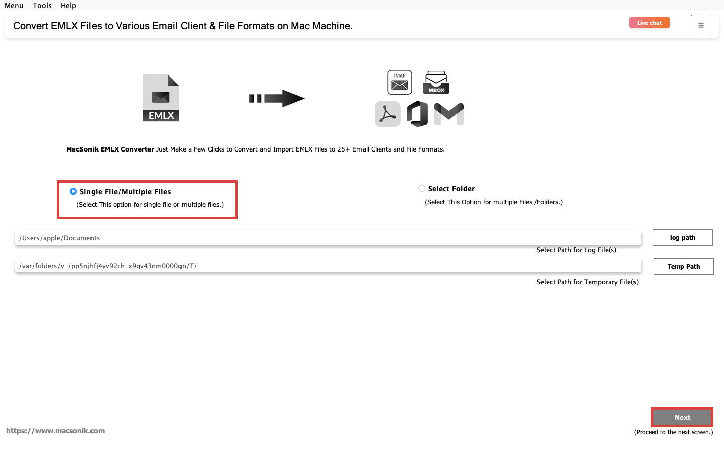 Media Bộ chuyển đổi Macsonik EMLX - Công cụ MacSonik EMLX Chuyển đổi định dạng tệp & ứng dụng email. 2
