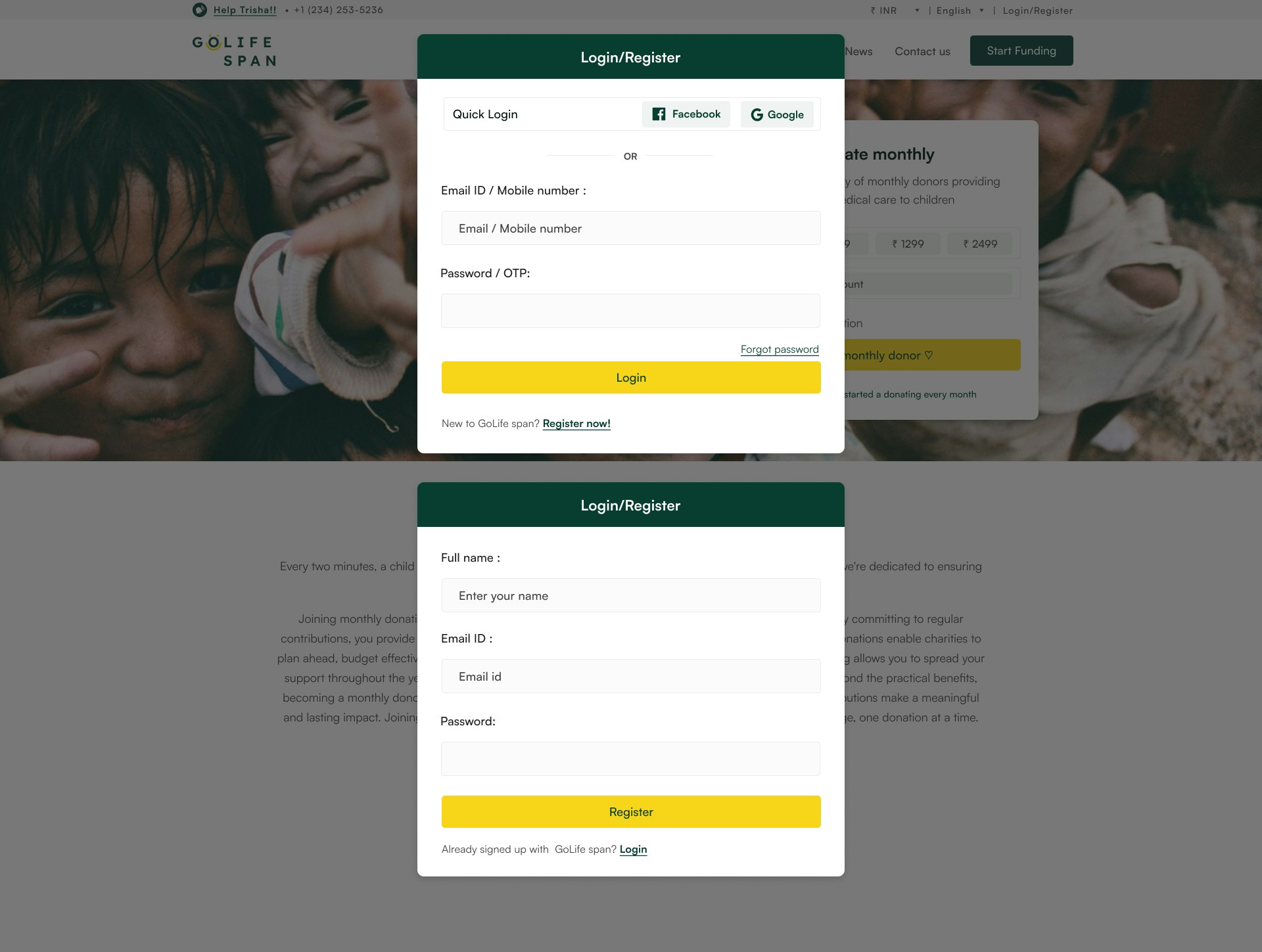 Golife Fundraising Website Template HTML gallery image