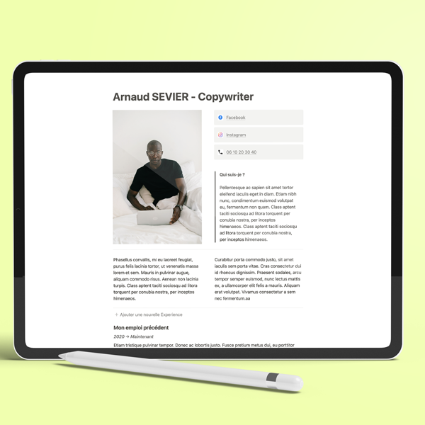 Notion Resume template