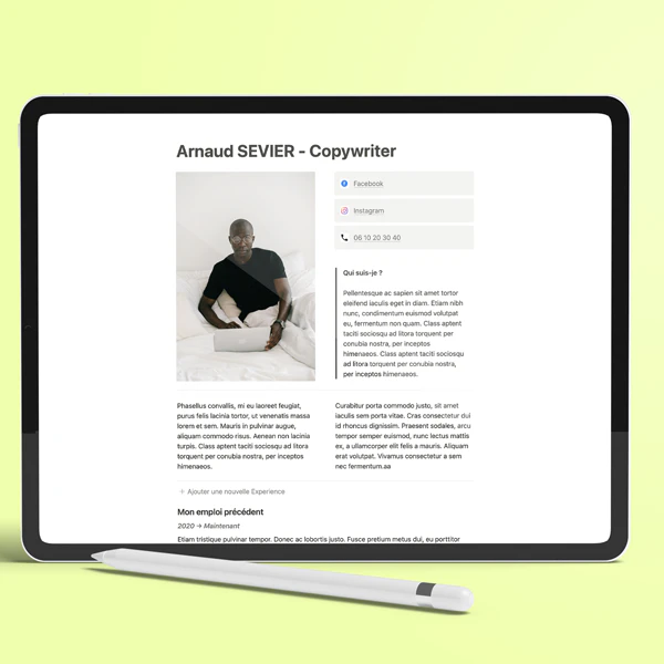 Notion Resume template