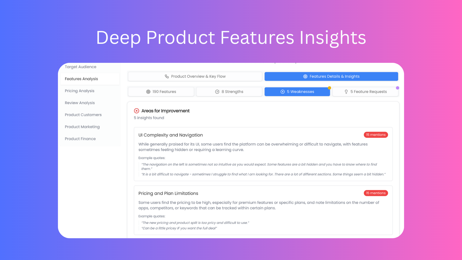 Competitor Intelligence Platform - Screenshot 4 showing product features and functionality