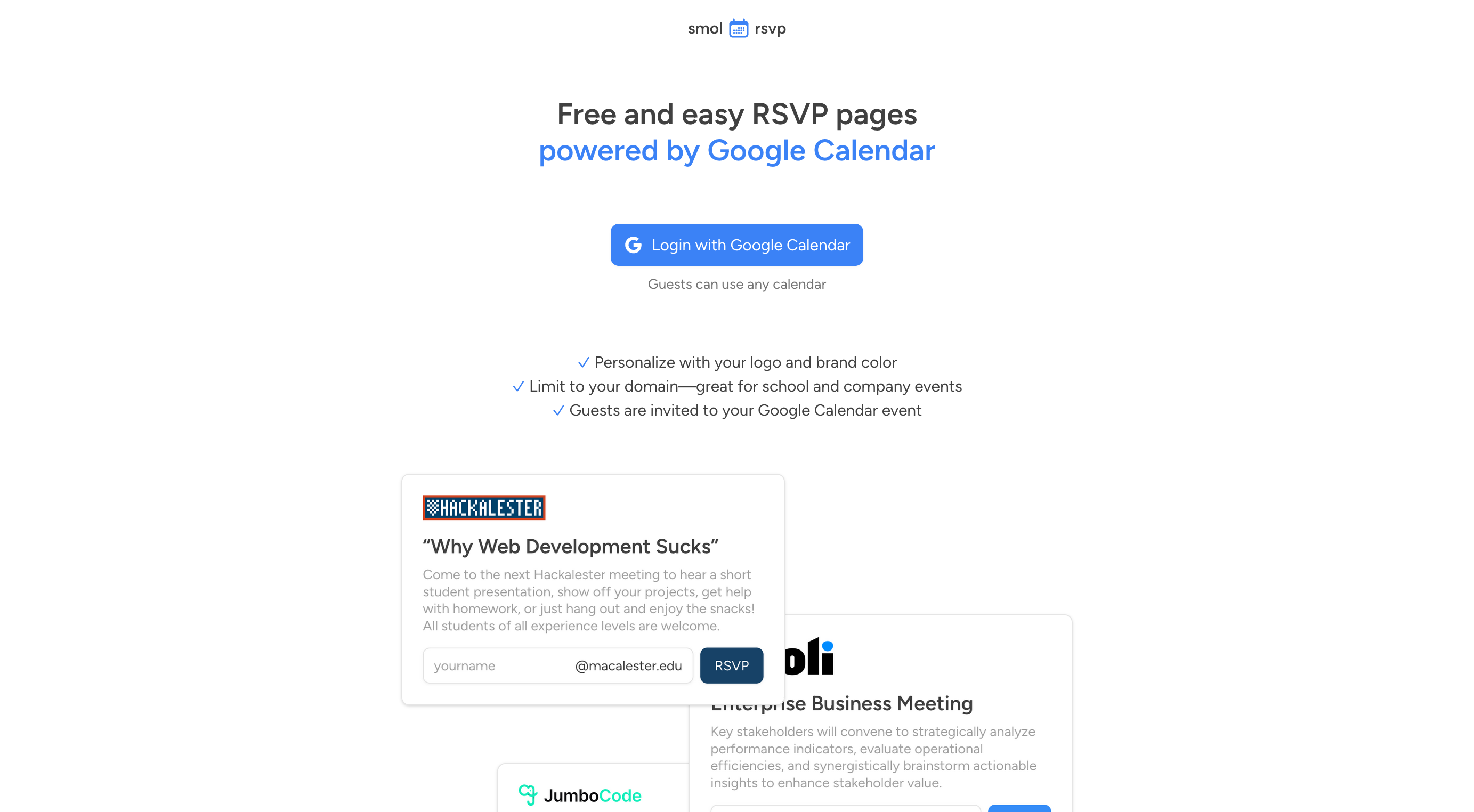 smol.rsvp - Google 캘린더로 구동되는 무료 및 쉬운 RSVP 페이지 미디어 3