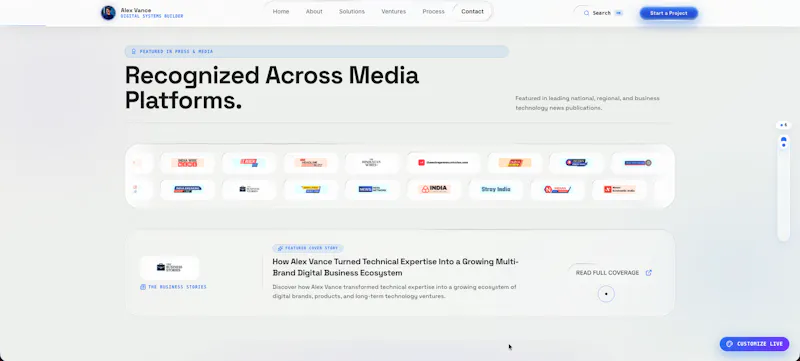 Liquid Glass Portfolio for Tech Founders screenshot 2