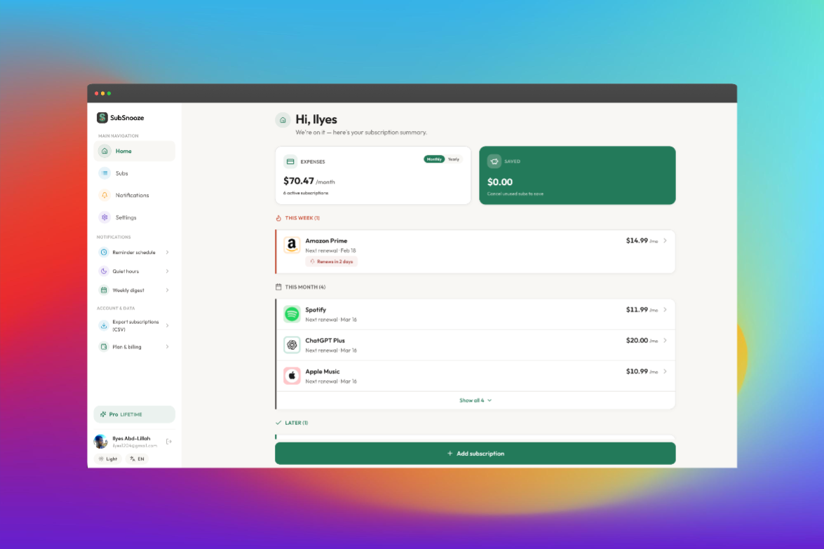 SubSnooze gallery image