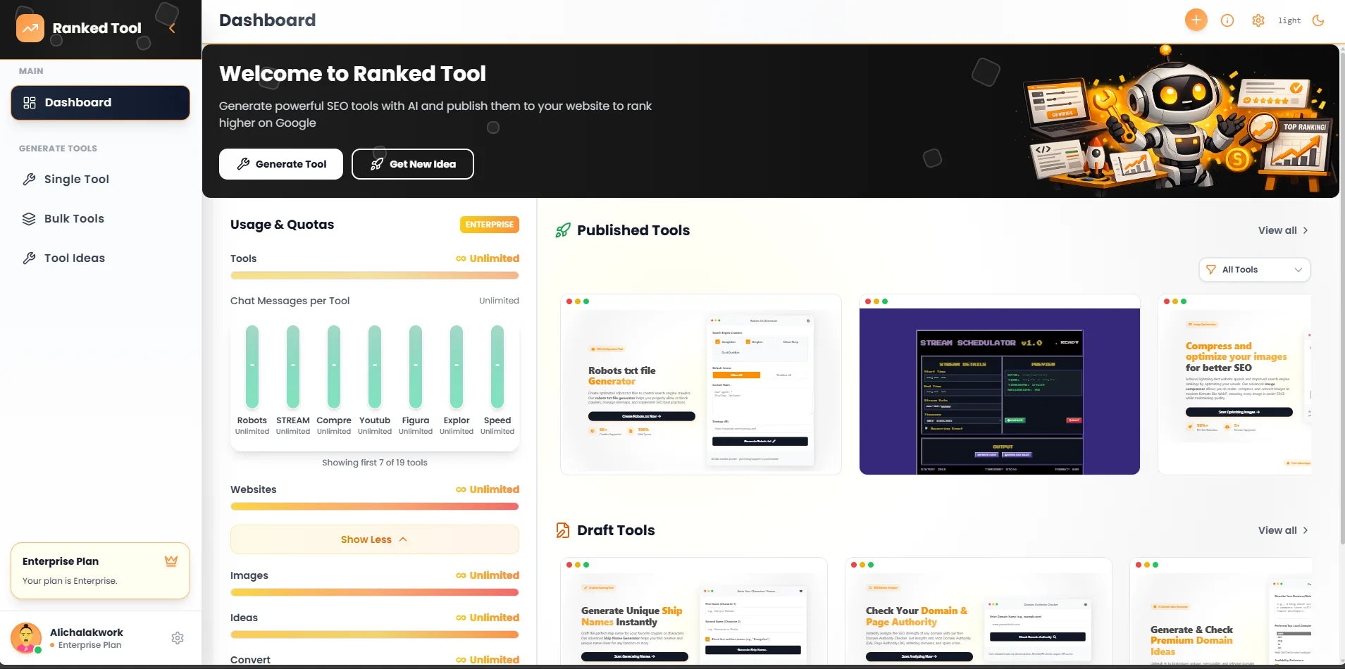 Ranked Tool - Screenshot 2 showing product features and functionality