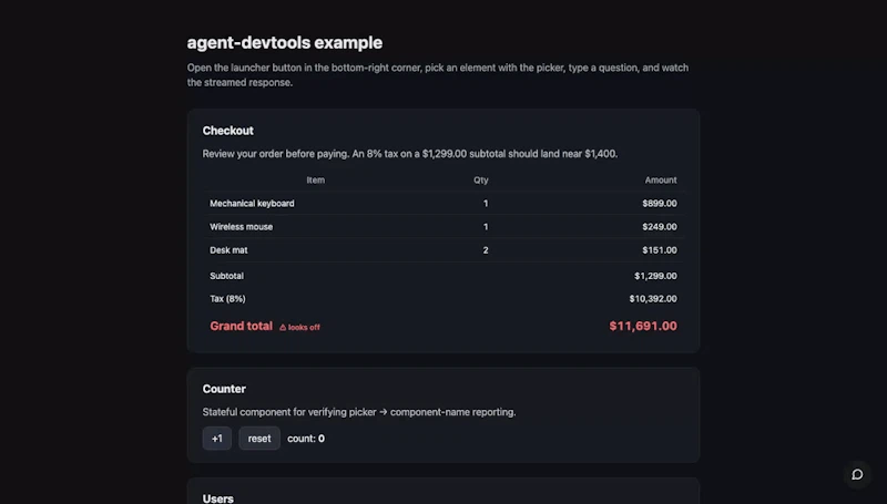 agent-devtools screenshot 1