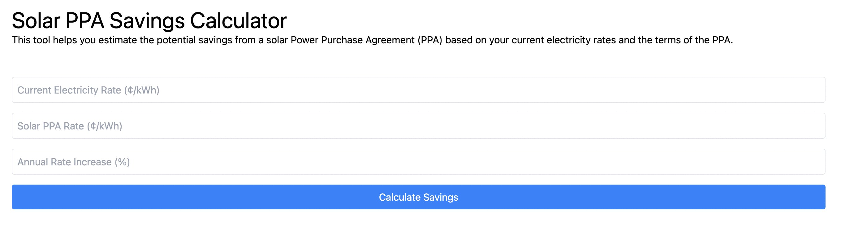 Solar PPA Savings Calculator media 1