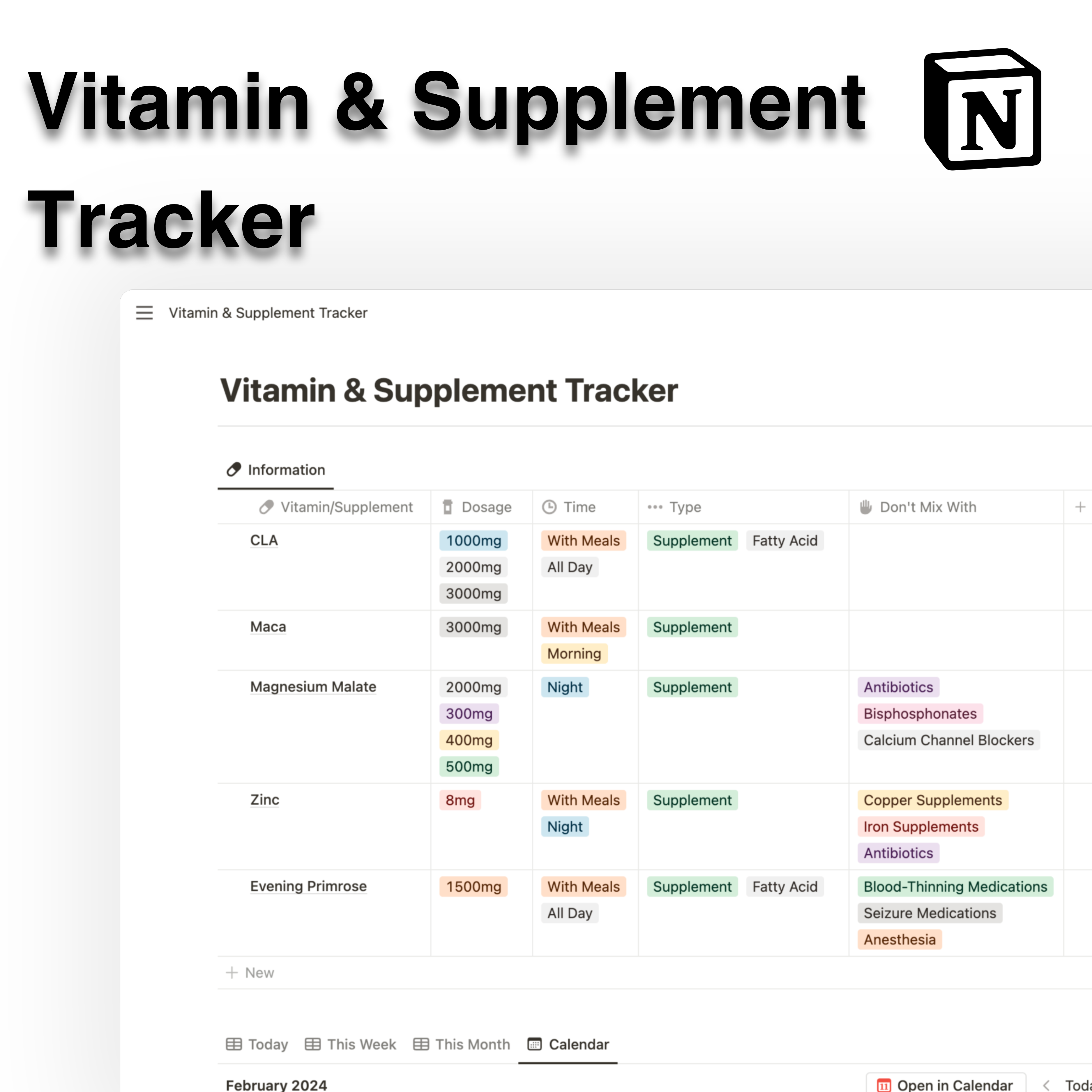 Trình theo dõi Vitamin & Bổ sung