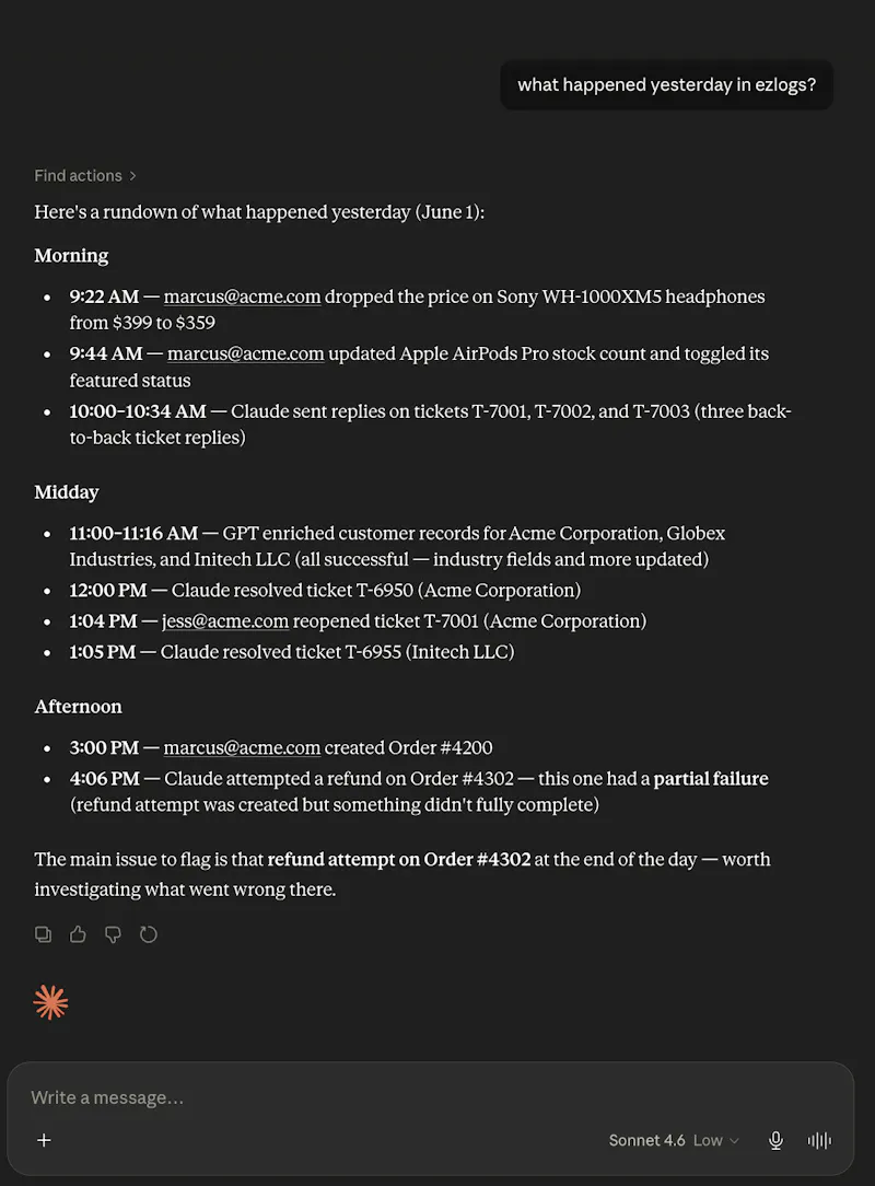 EZLogs screenshot 2