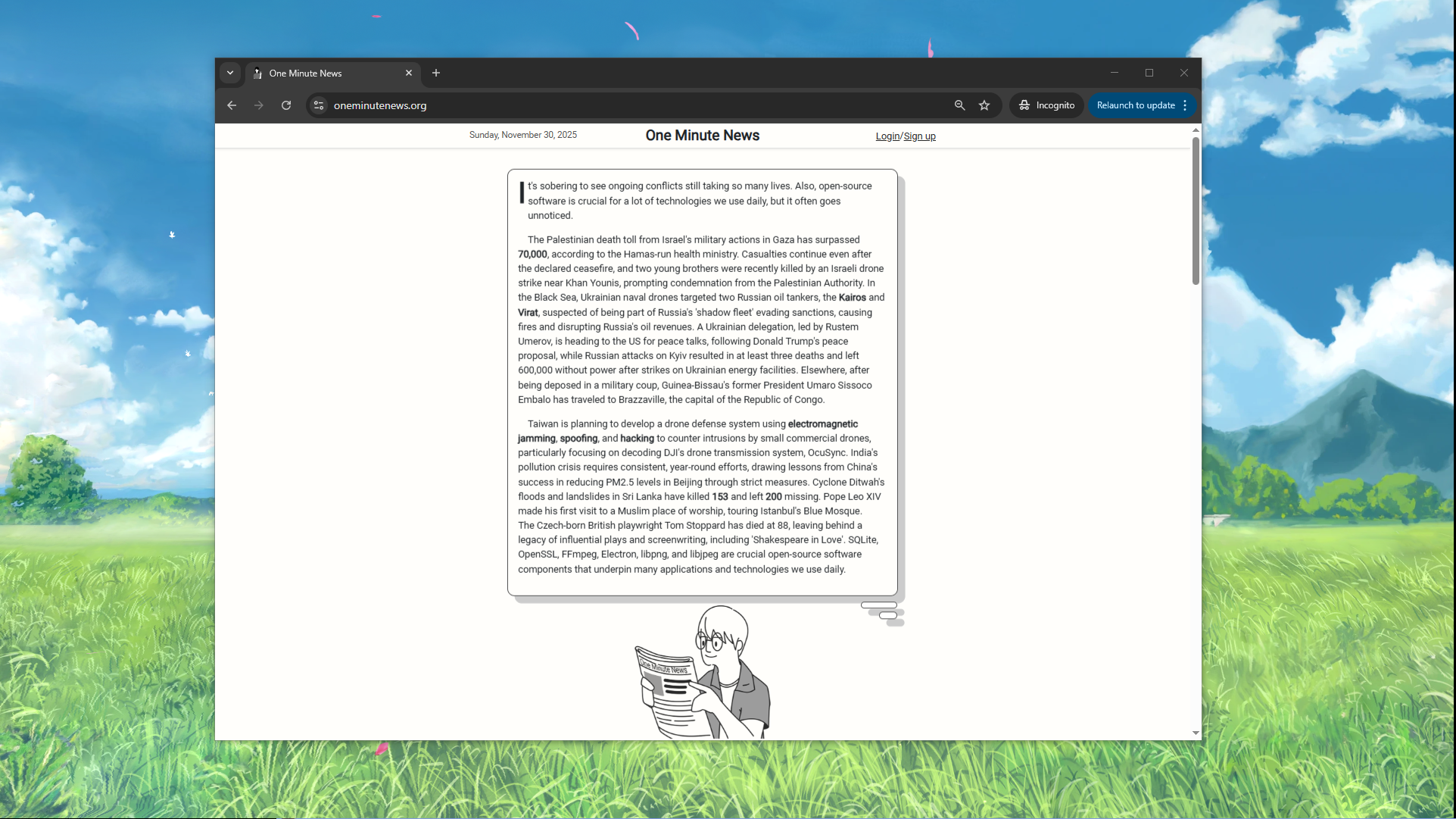 One Minute News - Screenshot 3 showing product features and functionality