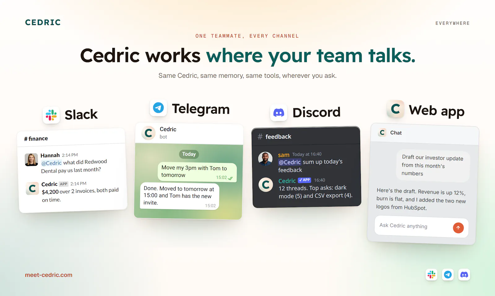 Cedric AI Teammate for Startups screenshot 2
