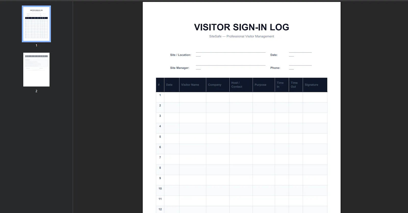 Free Visitor Sign-in  Template screenshot 2