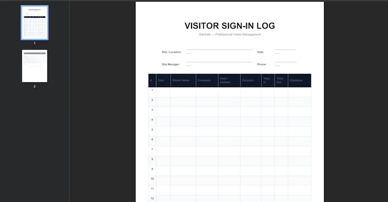 Free Visitor Sign-in  Template screenshot 2