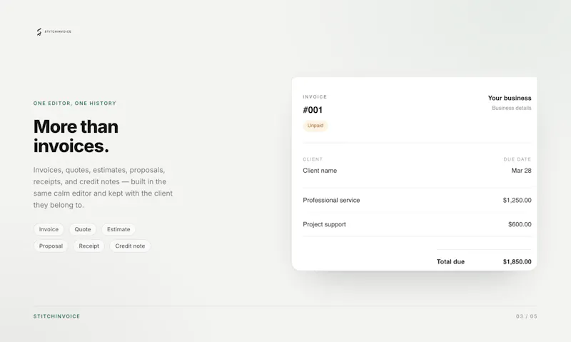 StitchInvoice screenshot 2