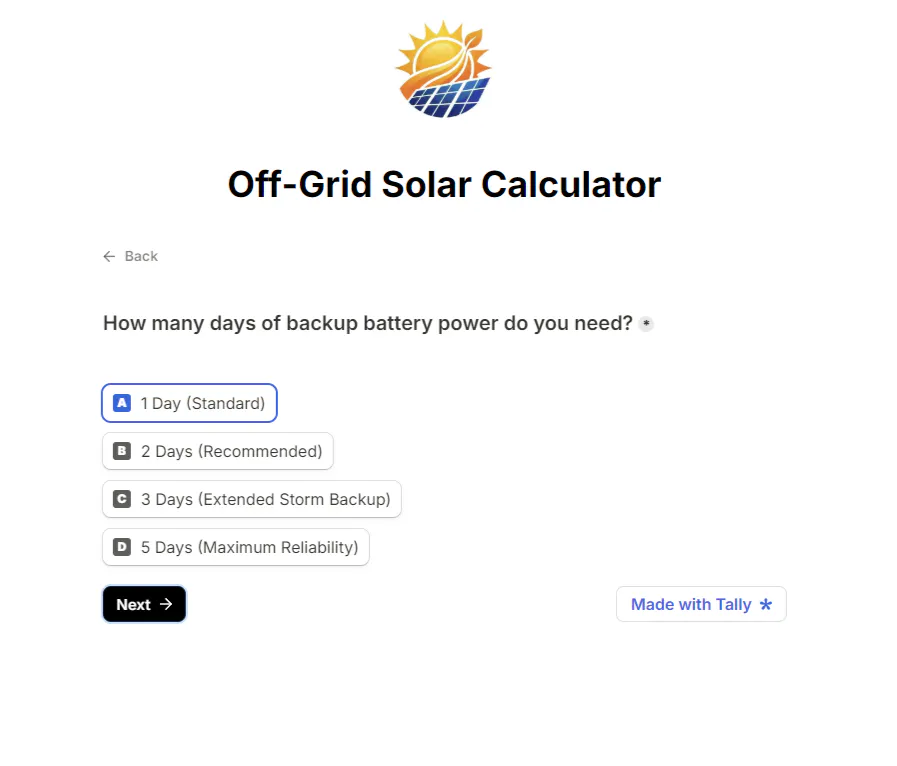 Off-Grid Solar Calculator gallery image