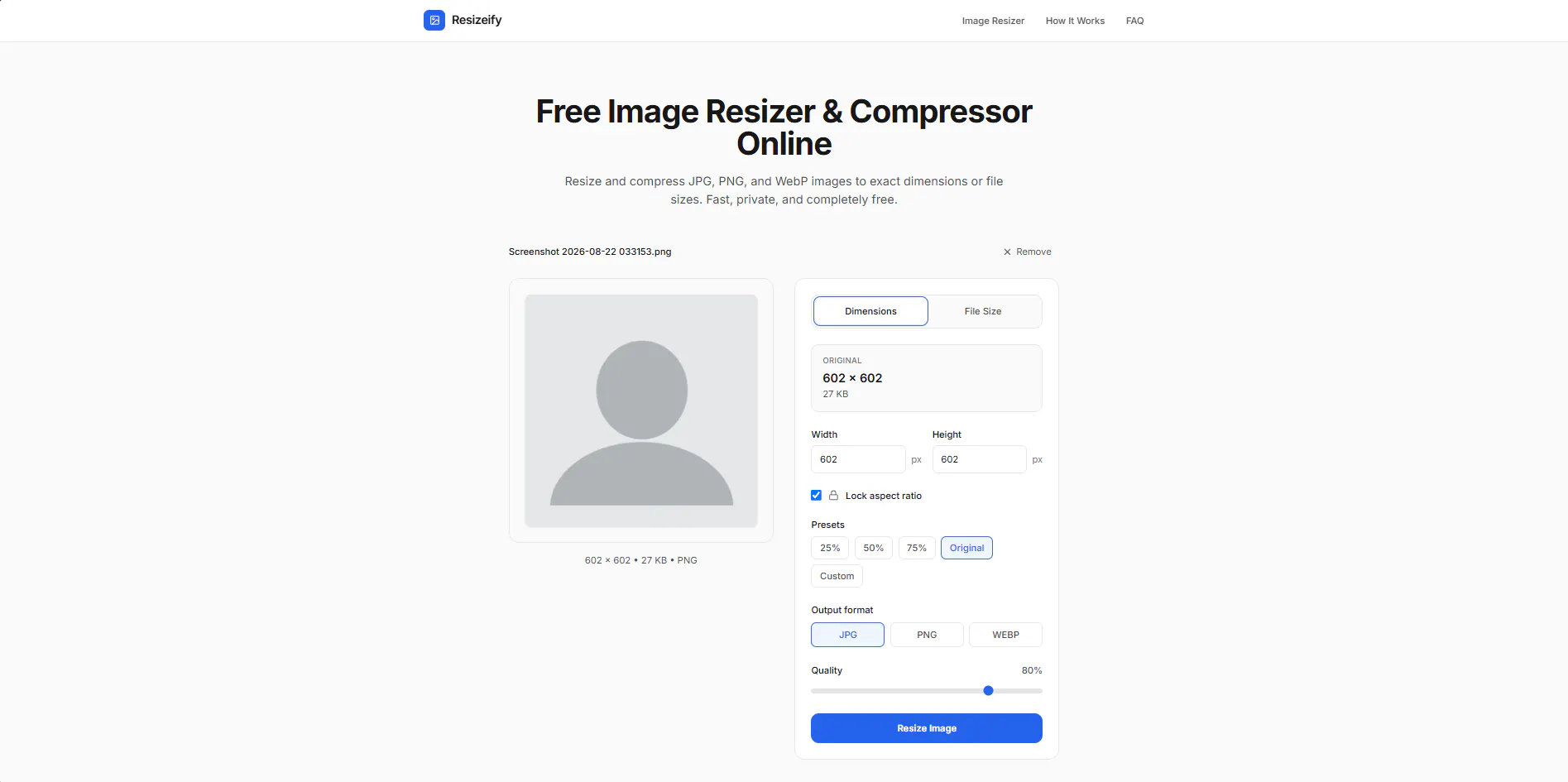 Resizeify gallery image