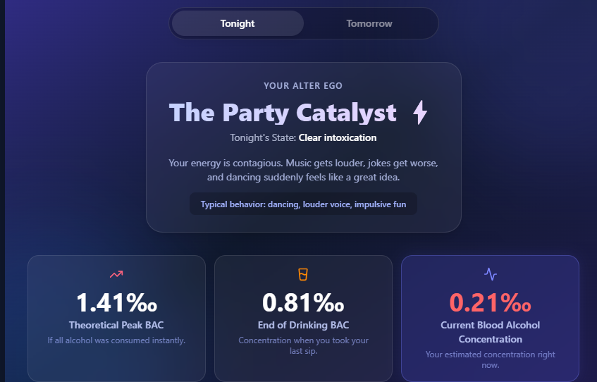 Hangover Calculator - Screenshot 3 showing product features and functionality